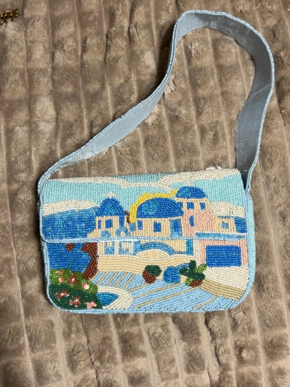 NWT Beaded- From India to you- GREECE/ITALY/SPAIN scene shoulder bag
